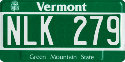VT license plate NLK279