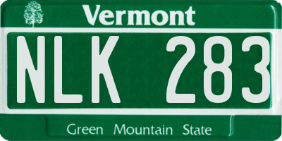 VT license plate NLK283