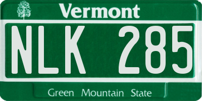 VT license plate NLK285