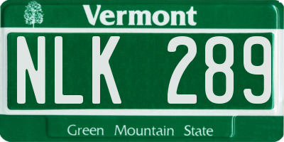 VT license plate NLK289
