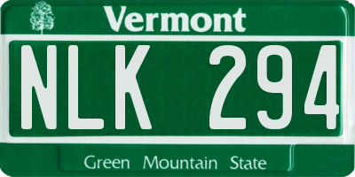 VT license plate NLK294