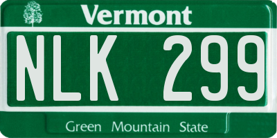 VT license plate NLK299