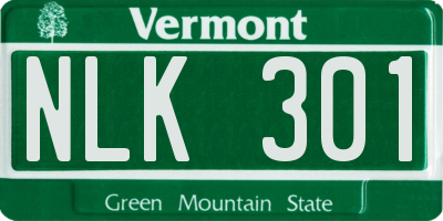 VT license plate NLK301