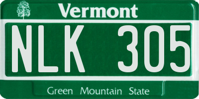 VT license plate NLK305