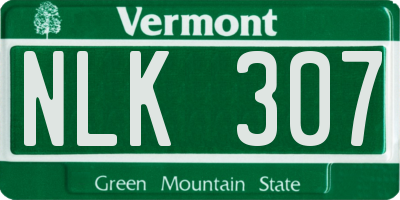 VT license plate NLK307