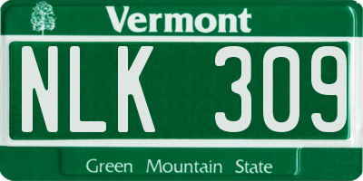 VT license plate NLK309