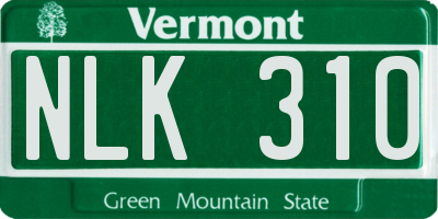 VT license plate NLK310