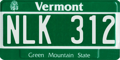 VT license plate NLK312