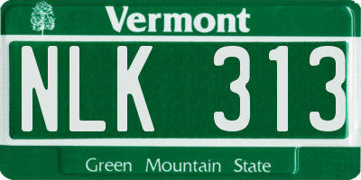 VT license plate NLK313