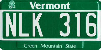 VT license plate NLK316