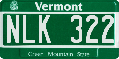 VT license plate NLK322