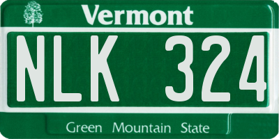 VT license plate NLK324
