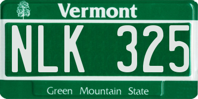VT license plate NLK325