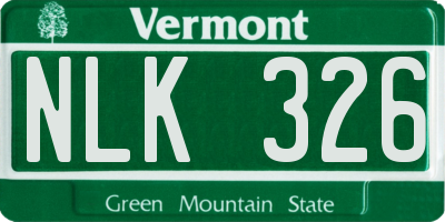 VT license plate NLK326