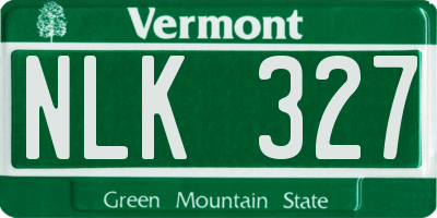 VT license plate NLK327