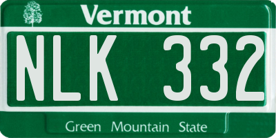 VT license plate NLK332