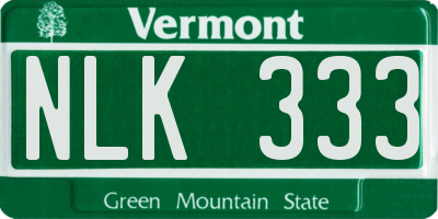 VT license plate NLK333