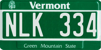 VT license plate NLK334