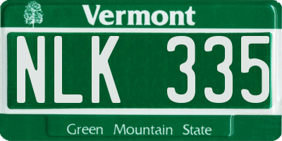 VT license plate NLK335