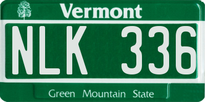 VT license plate NLK336