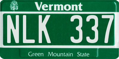 VT license plate NLK337