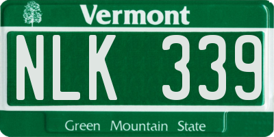 VT license plate NLK339