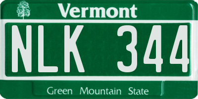 VT license plate NLK344