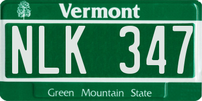 VT license plate NLK347