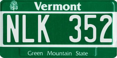 VT license plate NLK352