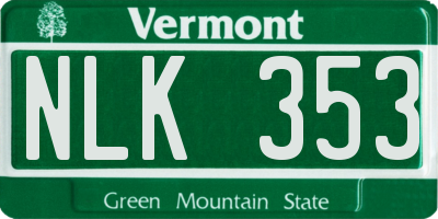 VT license plate NLK353
