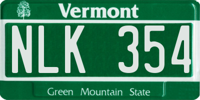 VT license plate NLK354