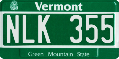 VT license plate NLK355