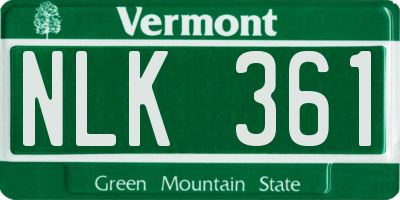 VT license plate NLK361