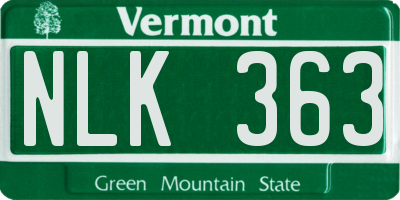 VT license plate NLK363