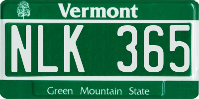 VT license plate NLK365