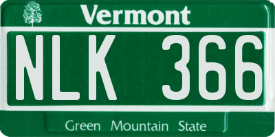 VT license plate NLK366