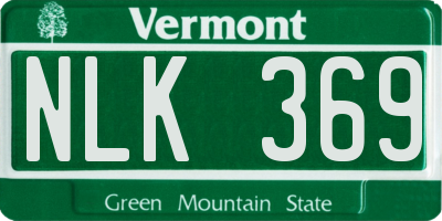 VT license plate NLK369