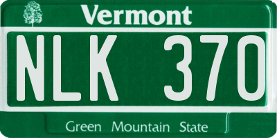 VT license plate NLK370