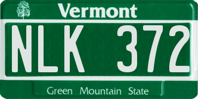 VT license plate NLK372