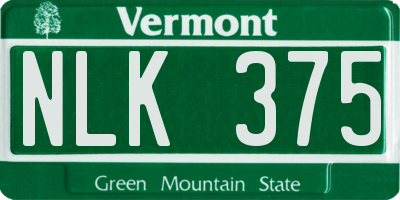 VT license plate NLK375