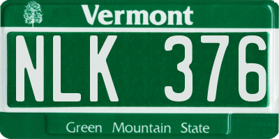 VT license plate NLK376