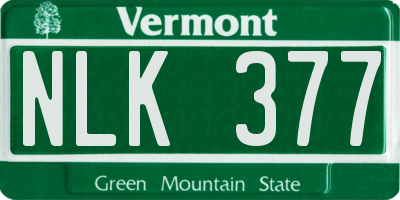 VT license plate NLK377