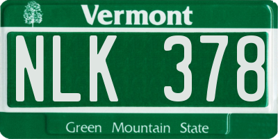 VT license plate NLK378
