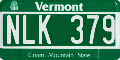 VT license plate NLK379