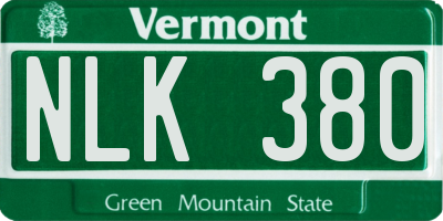 VT license plate NLK380