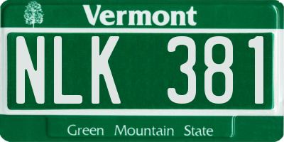 VT license plate NLK381