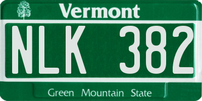 VT license plate NLK382