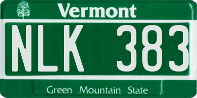 VT license plate NLK383