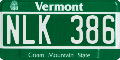 VT license plate NLK386