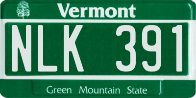 VT license plate NLK391